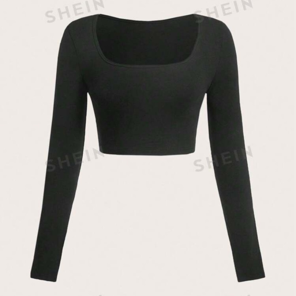 NWOT Shein Crop Square Neck Long Sleeve
